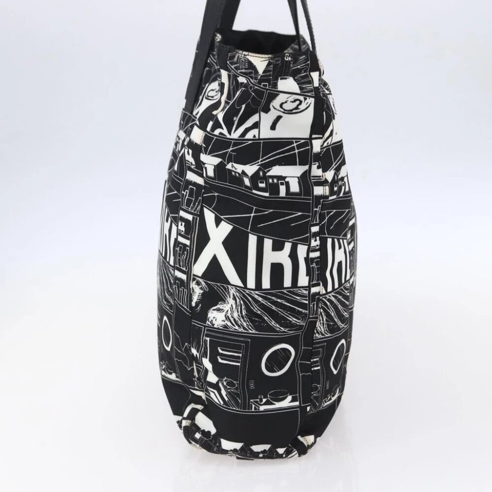 PRADA Tote Bag Nylon White Black Silver Auth - Picture 4 of 16